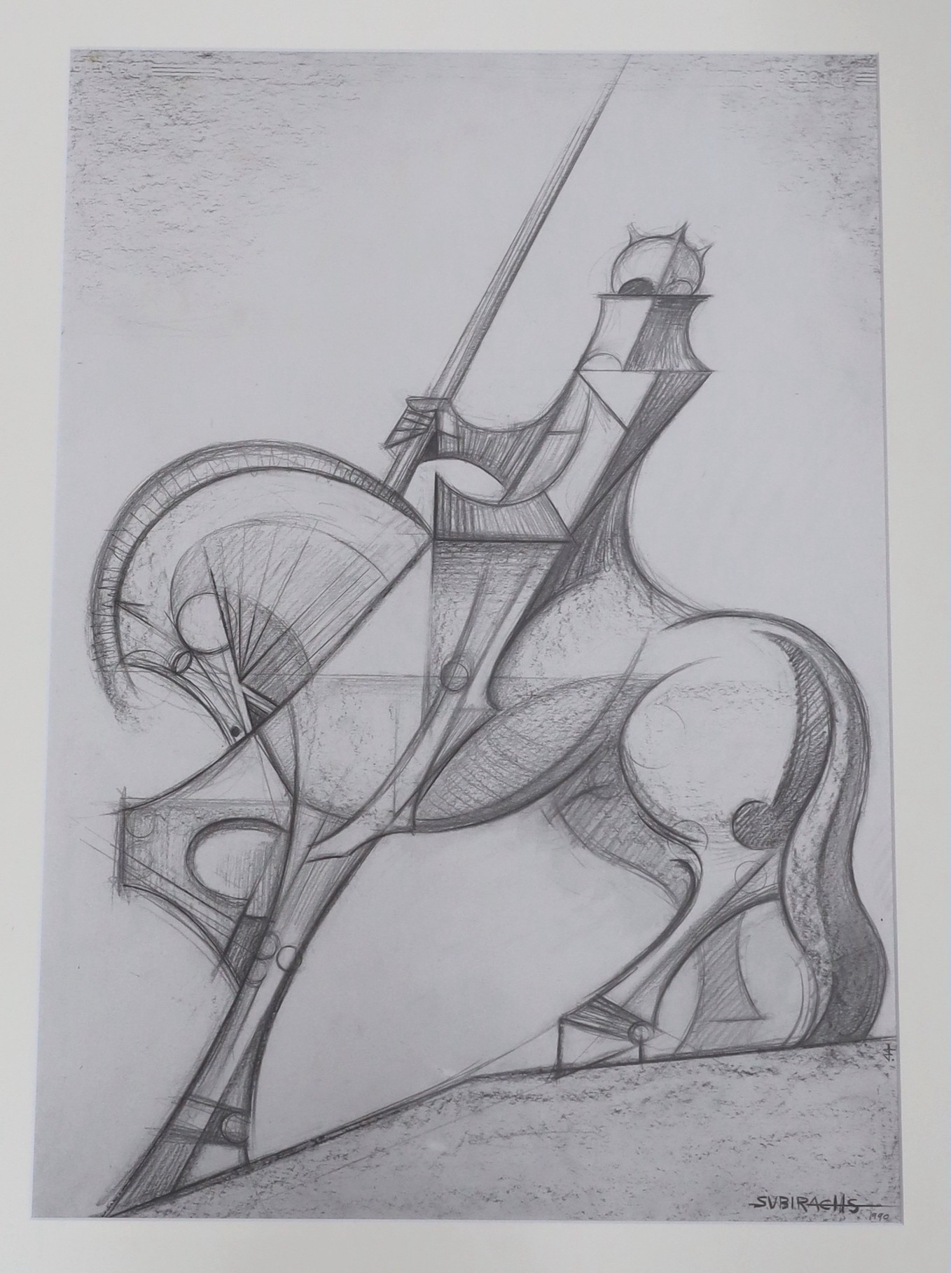 After Josep Maria Subirachs (1927-2014), monochrome print, 'Great Longi', 57 x 40cm